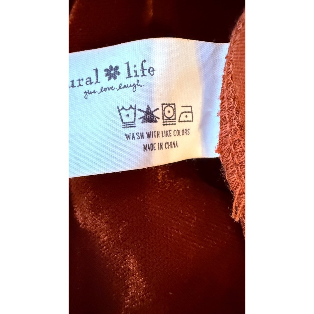 Natural Life Velvet Rust Button Front Oversized Shirt Sz XL Boho - Picture 5 of 8